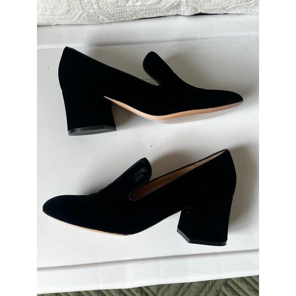 Gianvito Rossi Velvet Heeled Loafer Mule Black Size 39 / 9 - Picture 2 of 10